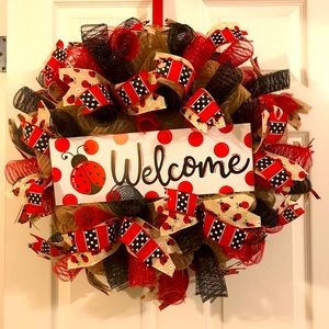 Homemade Welcome Ladybug Wreath